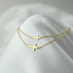 14K Solid Gold Mother Daughter Cross Bracelet Set | Matching Bracelets - Sash Jewelry