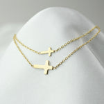 14K Solid Gold Mother Daughter Cross Bracelet Set | Matching Bracelets - Sash Jewelry