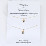 14K Solid Gold Mother Daughter Heart Necklace Set - Sash Jewelry