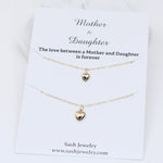 14K Solid Gold Mother Daughter Heart Necklace Set - Sash Jewelry