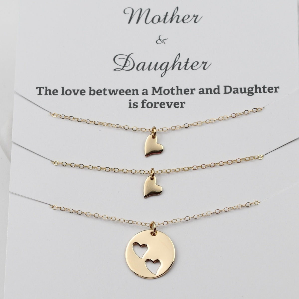 14K Solid Gold Mother Daughter Necklace Set – 1, 2 or 3 Daughters - Sash Jewelry