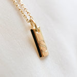 14K Solid Gold Personalized Initial Bar Necklace - Sash Jewelry