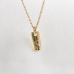 14K Solid Gold Personalized Initial Bar Necklace - Sash Jewelry
