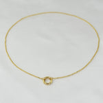 14K Solid Gold Push Lock Charm Holder Necklace – Beveled Cable Chain Charm Necklace - Sash Jewelry