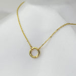 14K Solid Gold Push Lock Charm Holder Necklace – Beveled Cable Chain Charm Necklace - Sash Jewelry