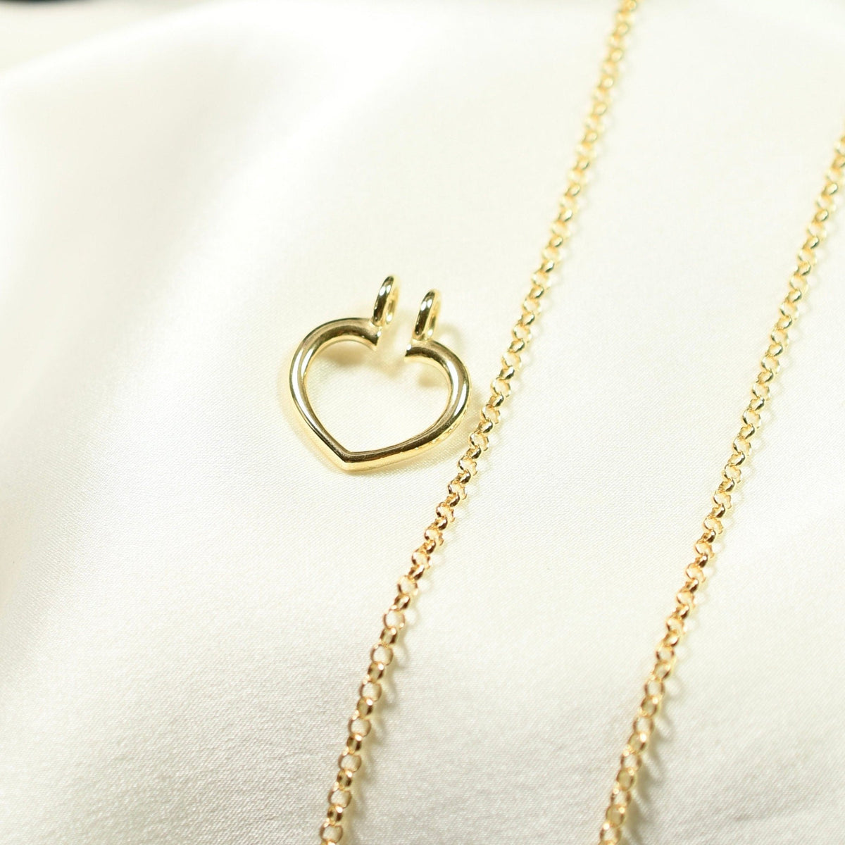 14K Solid Gold Ring Holder Necklace – Heart Ring Keeper Pendant - Sash Jewelry