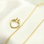 14K Solid Gold Ring Holder Necklace – Heart Ring Keeper Pendant - Sash Jewelry