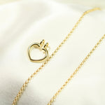 14K Solid Gold Ring Holder Necklace – Heart Ring Keeper Pendant - Sash Jewelry