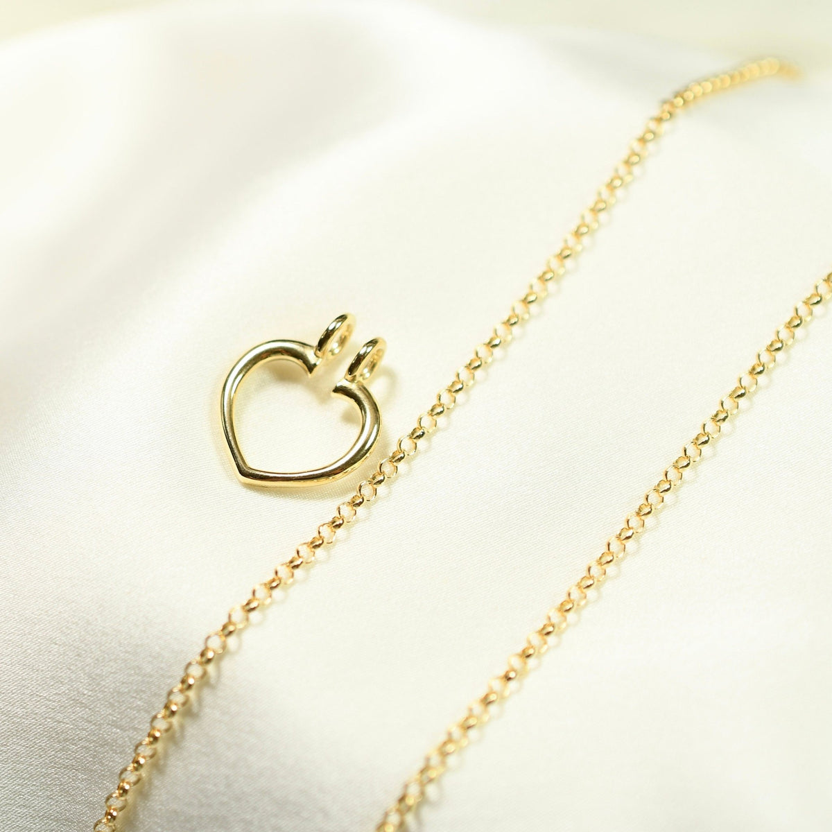 14K Solid Gold Ring Holder Necklace – Heart Ring Keeper Pendant - Sash Jewelry