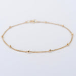 14K Solid Gold Satellite Chain Anklet – 1mm Delicate & Elegant - Sash Jewelry