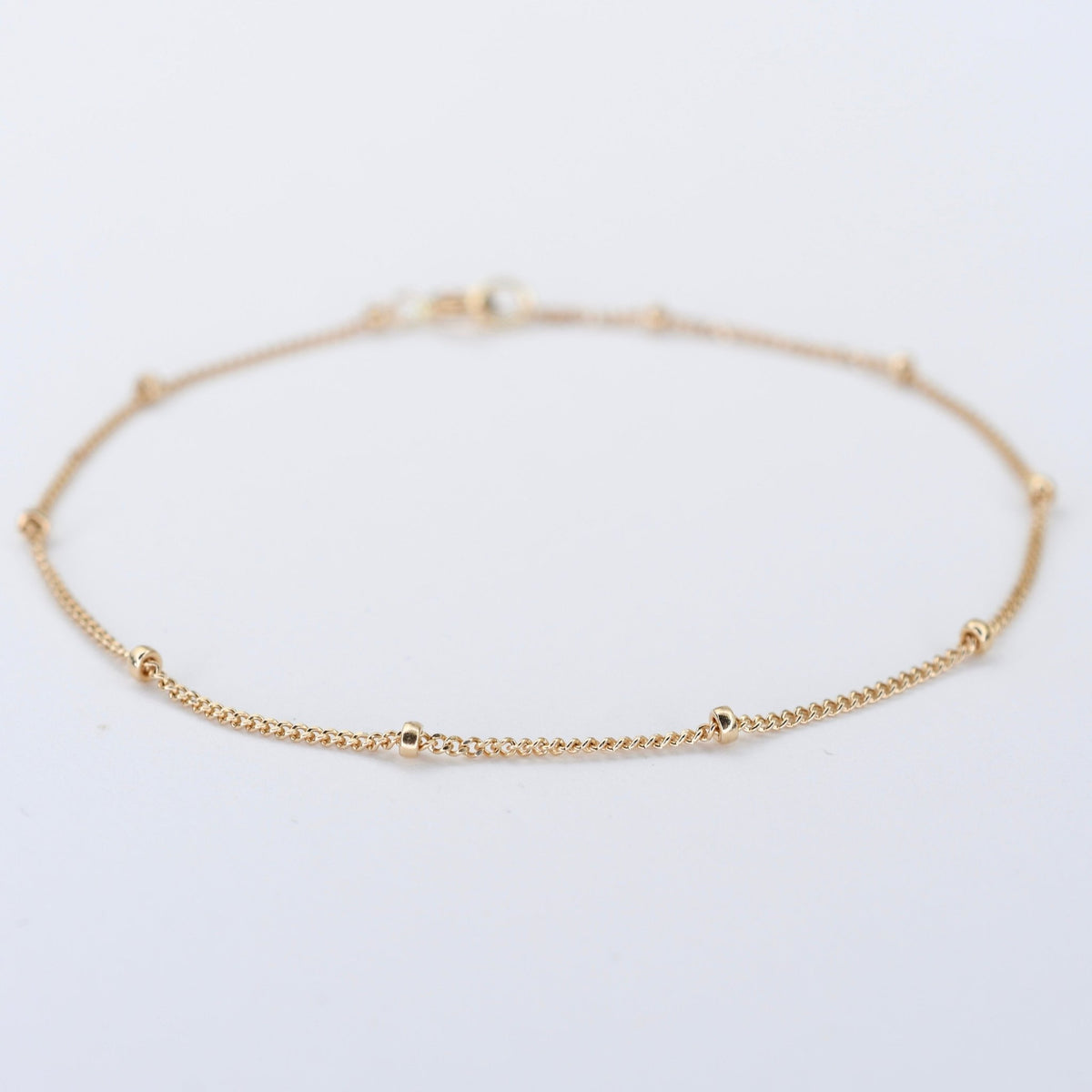 14K Solid Gold Satellite Chain Anklet – 1mm Delicate & Elegant - Sash Jewelry