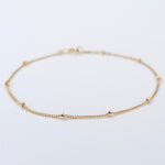 14K Solid Gold Satellite Chain Anklet – 1mm Delicate & Elegant - Sash Jewelry