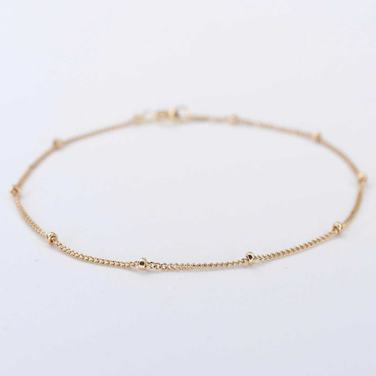 14K Solid Gold Satellite Chain Anklet – 1mm Delicate & Elegant - Sash Jewelry