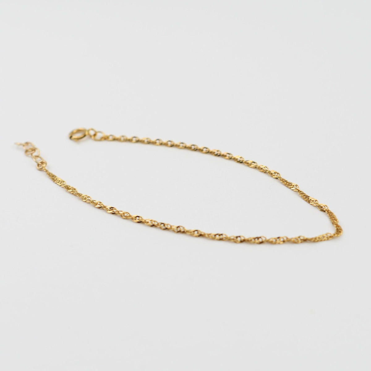 14K Solid Gold Singapore Chain Bracelet – 1.8mm Dainty Adjustable Bracelet - Sash Jewelry