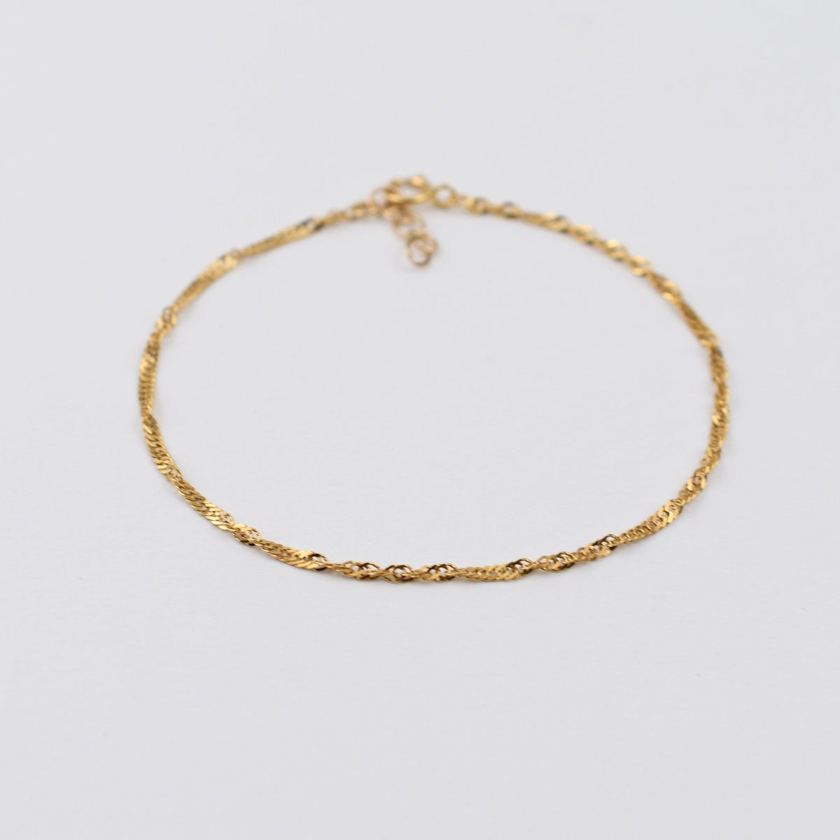 14K Solid Gold Singapore Chain Bracelet – 1.8mm Dainty Adjustable Bracelet - Sash Jewelry