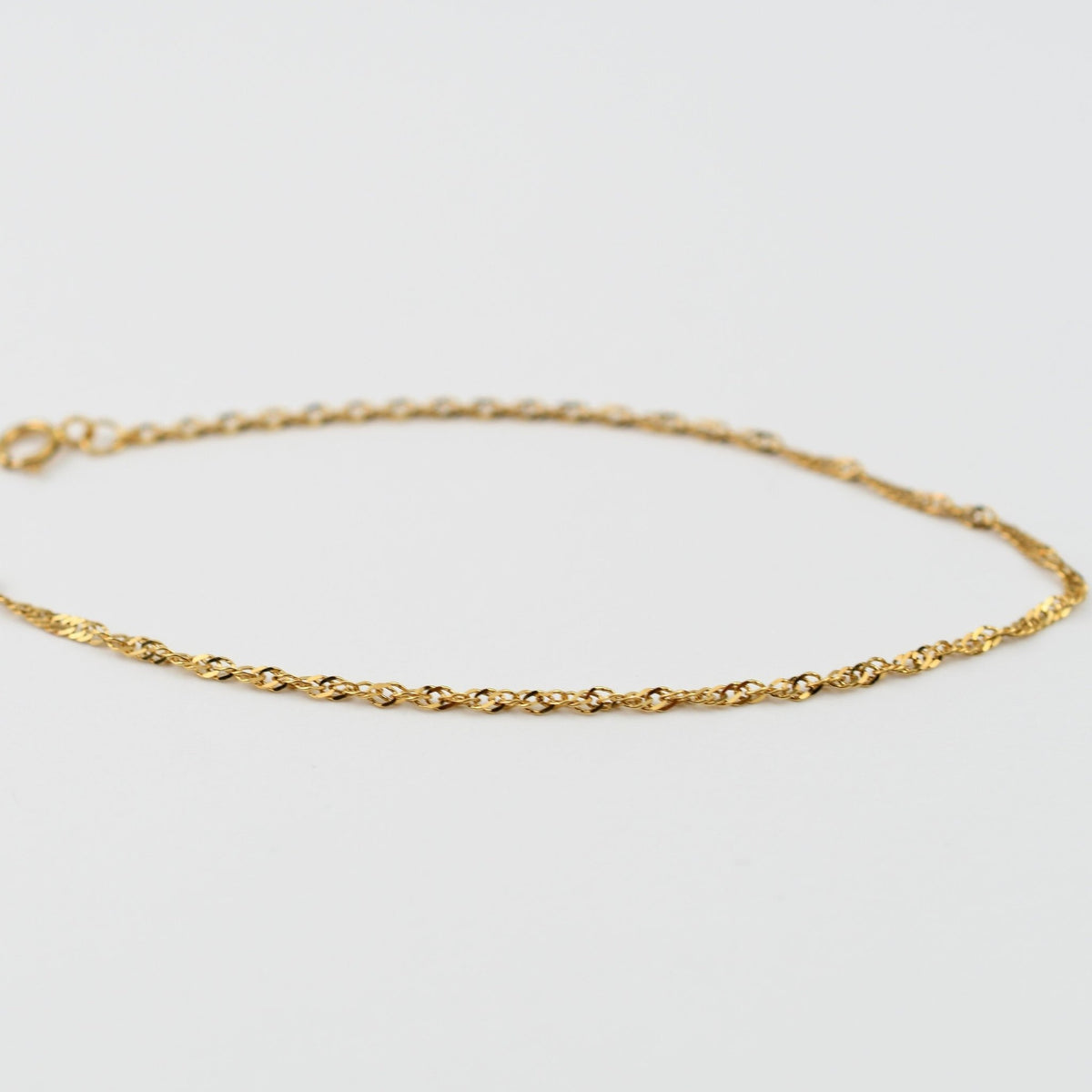 14K Solid Gold Singapore Chain Bracelet – 1.8mm Dainty Adjustable Bracelet - Sash Jewelry