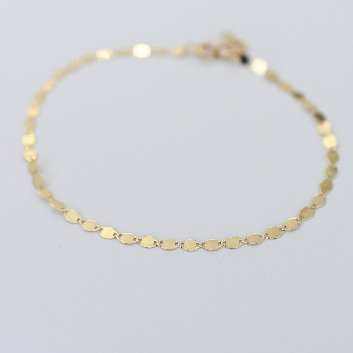 14K Solid Gold Sparkle Anklet – Dainty Gold Chain Anklet with Extension - Sash Jewelry