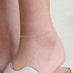 14K Solid Gold Sparkle Bead Chain Anklet - Sash Jewelry