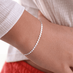 14K Solid Gold Sparkle Bracelet – Dainty Oval Mirror Link Chain Bracelet - Sash Jewelry