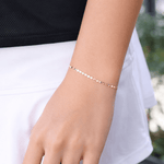 14K Solid Gold Sparkle Bracelet – Dainty Oval Mirror Link Chain Bracelet - Sash Jewelry