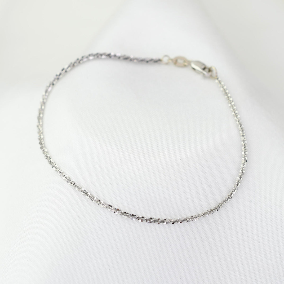 14K Solid Gold Sparkle Chain Bracelet | Dainty 1.5mm Gold Bracelet - Sash Jewelry