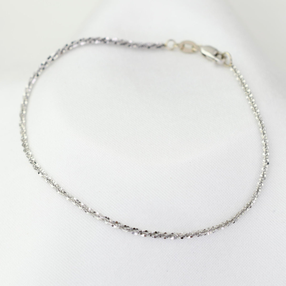 14K Solid Gold Sparkle Chain Bracelet | Dainty 1.5mm Gold Bracelet - Sash Jewelry