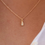 14K Solid Gold Teardrop Diamond Necklace - Sash Jewelry