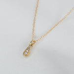 14K Solid Gold Teardrop Diamond Necklace - Sash Jewelry