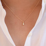 14K Solid Gold Teardrop Diamond Necklace - Sash Jewelry