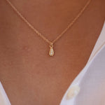 14K Solid Gold Teardrop Diamond Necklace - Sash Jewelry