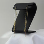 14K Solid Gold Threader Earrings - Box Chain & Bead Chain Earrings - Sash Jewelry