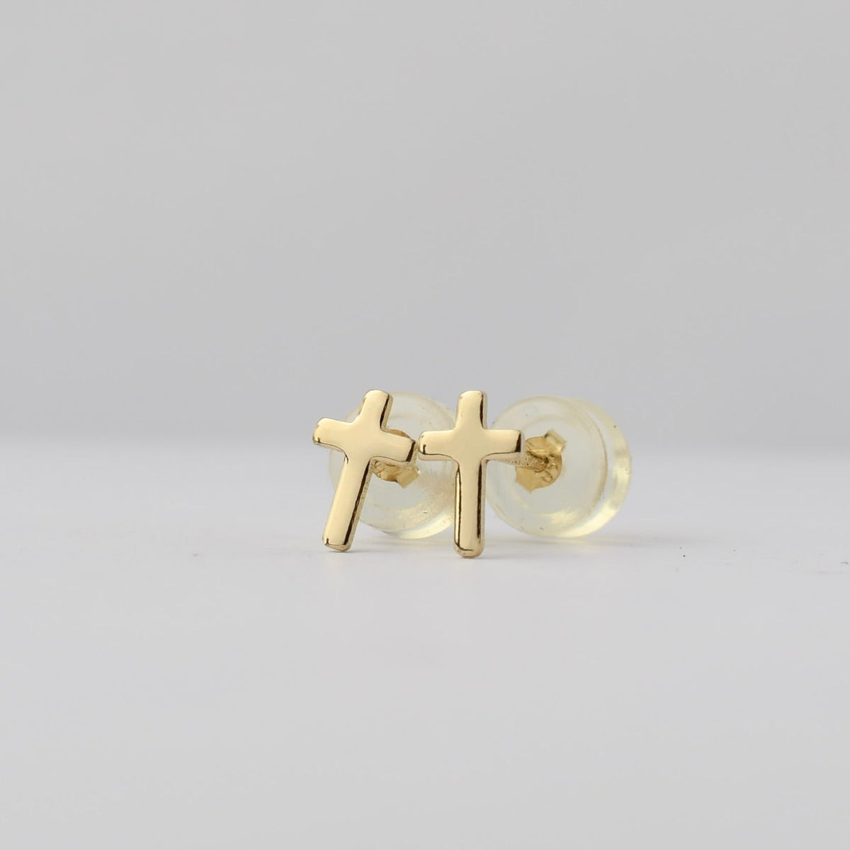 14K Solid Gold Tiny Cross Stud Earrings | Minimalist Cross Earrings - Sash Jewelry