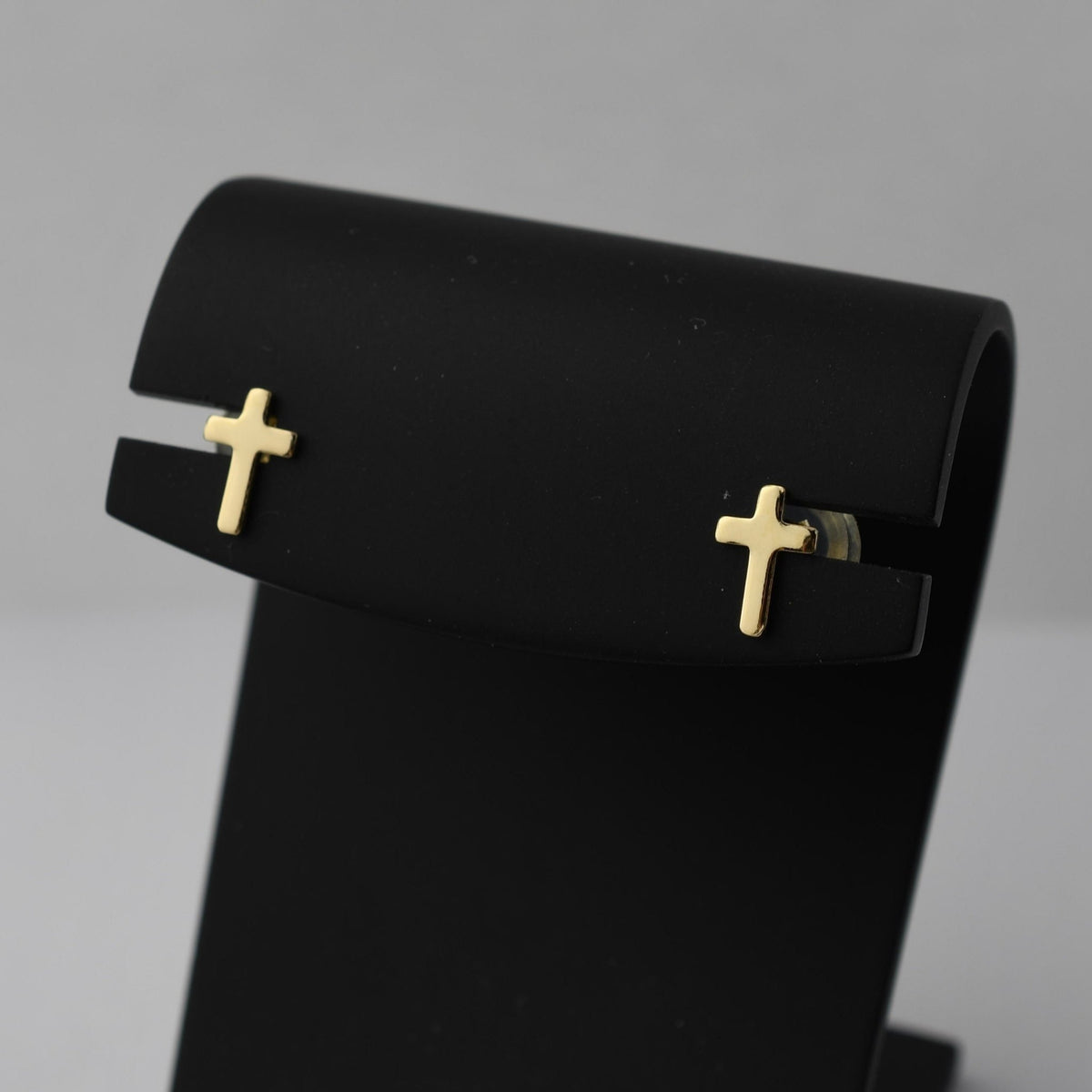 14K Solid Gold Tiny Cross Stud Earrings | Minimalist Cross Earrings - Sash Jewelry