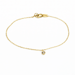 14K Solid Gold Tiny Diamond Bracelet – Delicate Gold Chain Bracelet - Sash Jewelry