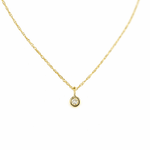 14K Solid Gold Tiny Diamond Charm Necklace - Sash Jewelry