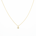 14K Solid Gold Tiny Diamond Charm Necklace - Sash Jewelry