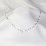14K Solid Gold Tiny Diamond Charm Necklace – Dainty Minimal Diamond Necklace - Sash Jewelry