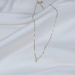 14K Solid Gold Tiny Diamond Charm Necklace – Dainty Minimal Diamond Necklace - Sash Jewelry
