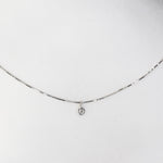 14K Solid Gold Tiny Diamond Charm Necklace – Dainty Minimal Diamond Necklace - Sash Jewelry