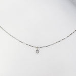 14K Solid Gold Tiny Diamond Charm Necklace – Dainty Minimal Diamond Necklace - Sash Jewelry