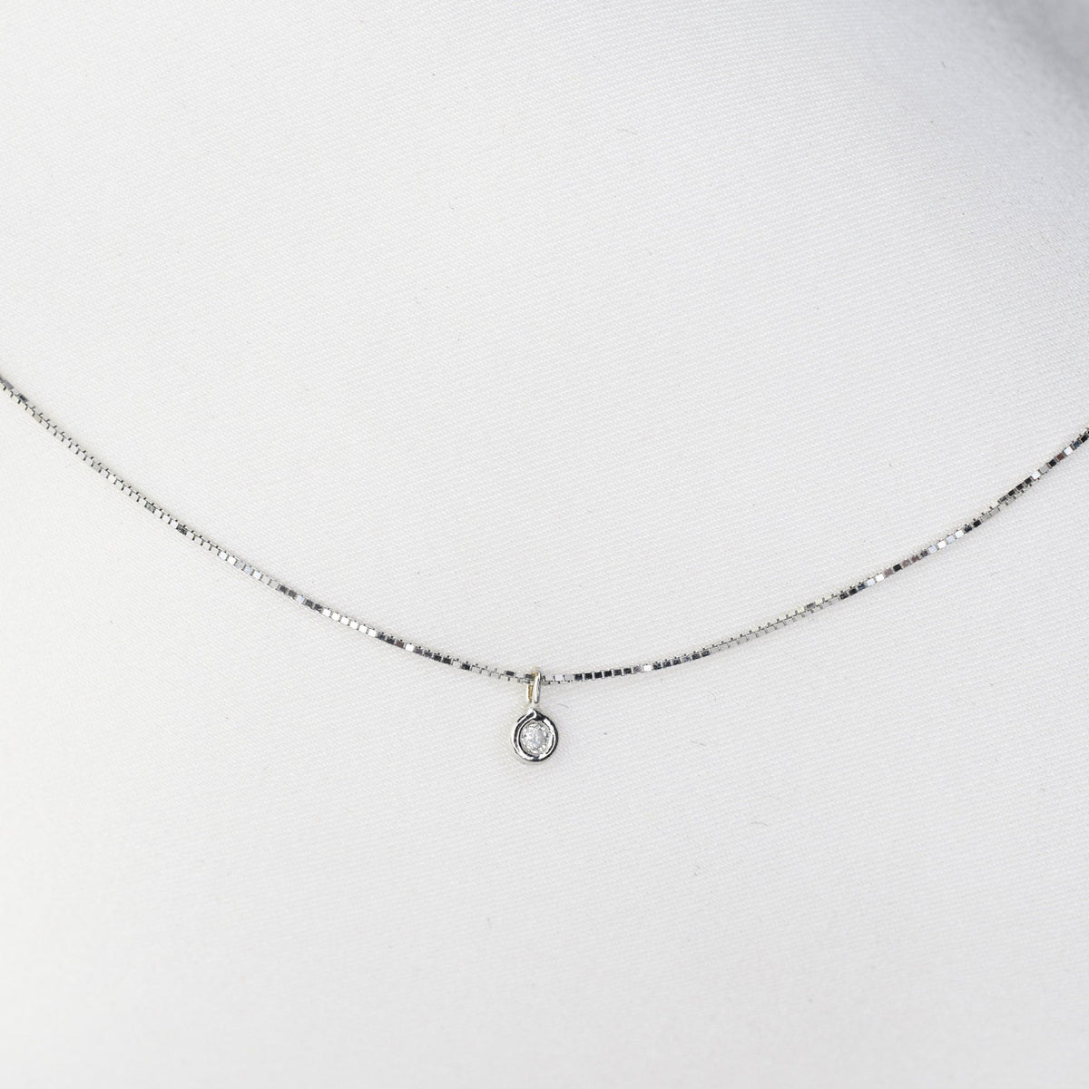 14K Solid Gold Tiny Diamond Charm Necklace – Dainty Minimal Diamond Necklace - Sash Jewelry