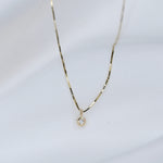 14K Solid Gold Tiny Diamond Charm Necklace – Dainty Minimal Diamond Necklace - Sash Jewelry