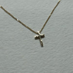 14K Solid Gold Tiny Floating Cross Necklace - Sash Jewelry