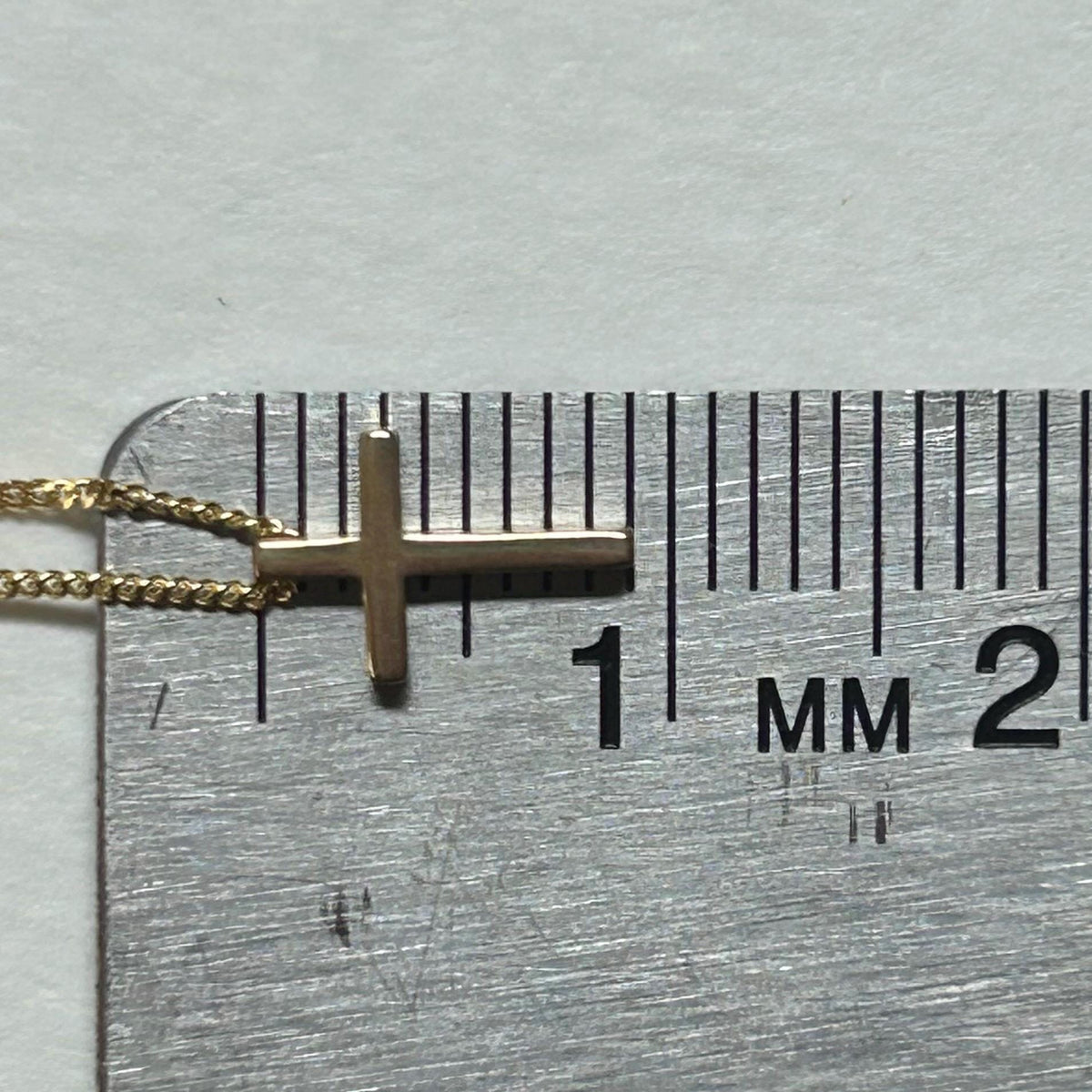 14K Solid Gold Tiny Floating Cross Necklace - Sash Jewelry