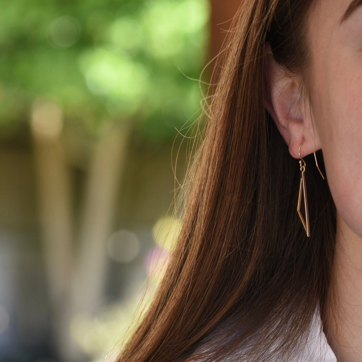 14K Solid Gold Triangle Earrings - Sash Jewelry