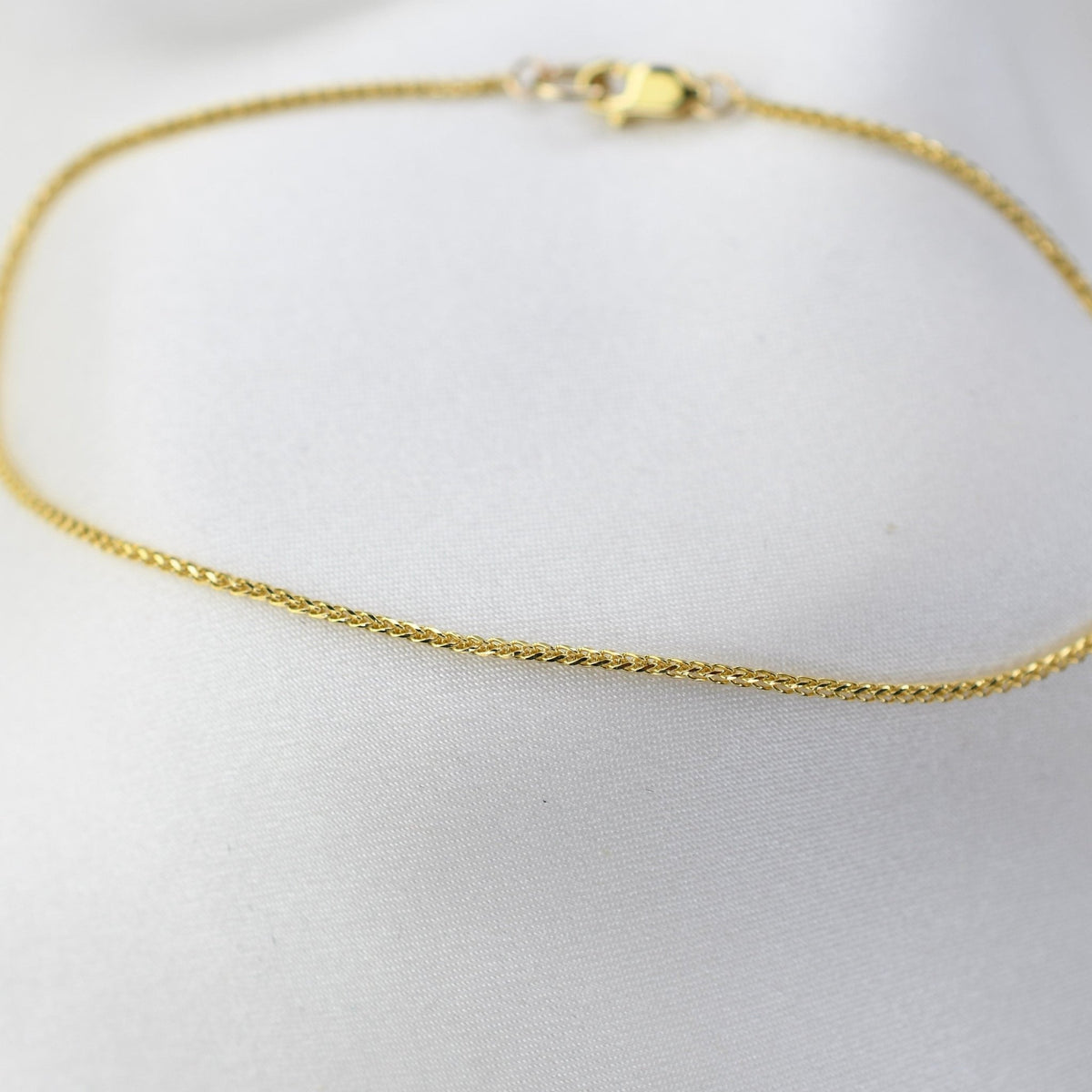 14K Solid Gold Wheat Chain Bracelet: Delicate Minimalist Style - Sash Jewelry