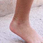 14K White Gold Anklet: Delicate Chain Ankle Bracelet - Sash Jewelry