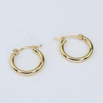 14K Yellow Gold Hoop Earrings – 15mm Small Classic Hoops - Sash Jewelry