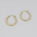 14K Yellow Gold Hoop Earrings – 17mm Small Classic Hoops - Sash Jewelry