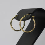 14K Yellow Gold Hoop Earrings – 17mm Small Classic Hoops - Sash Jewelry